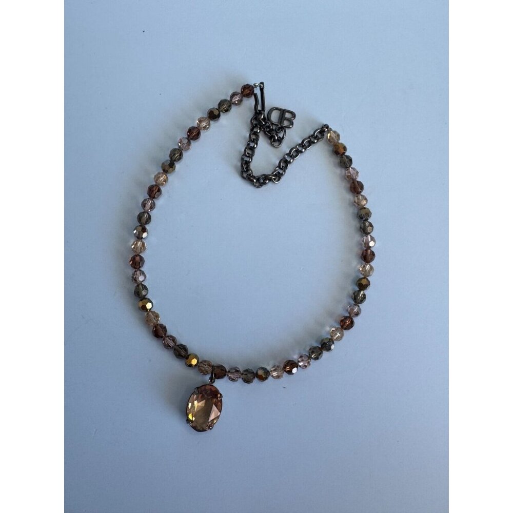 Blair Delmonico Beaded Necklace With Crystal Pendant 15" Length Adjustable Chain - Picture 3 of 13